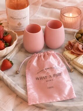 Odeme “What A Pair” Pink Silicone Wine Glasses Set of 2